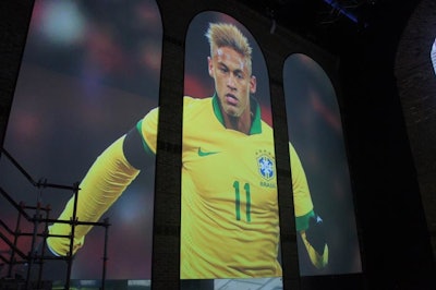 A larger than life Neymar looks out to the audience