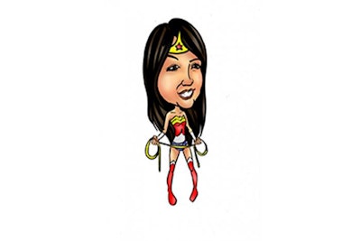 Superhero cartoon caricature