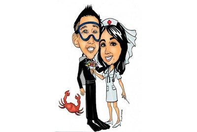Personalized wedding couple Save the Date caricature