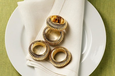 Polished brass napkin rings