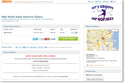 An example of a registration page using Eventbrite