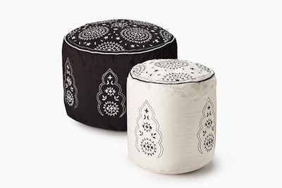 Embroidered poufs