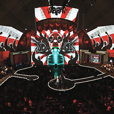 While the MTV Video Music Awards show itself was widely considered a snooze, constantly changing projections on Radio City’s walls and ceilings, and video flashing on countless LCD screens, provided kinetic energy the proceedings themselves lacked.
