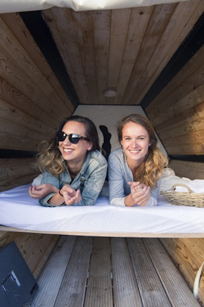 B-and-Bee makes stackable, honeycomb-shaped sleeping pods designed for music festivals.