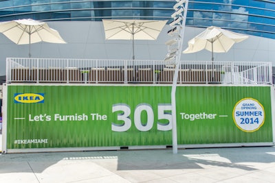 A custom wrap on the shipping container had the event's tagline, 'Let's Furnish the 305 Together,' a reference to Miami's area code.