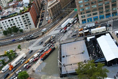 Just days before the U.S. Open tennis tournament started in Queens, Nike built a full-size tennis court at a busy intersection in Manhattan.