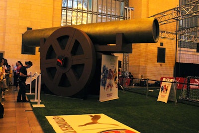 A 30-foot canon replica was a nod to a symbol in Arsenal's crest, as well as to its history. The team was founded in 1886 by workers at at an armaments factory and is sometimes referred to as 'the Gunners.'