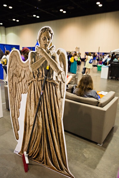 Some of the pop-up moments consisted of static decor, such as cutouts of the Weeping Angels from the sci-fi series Doctor Who that were placed around the event as other types of “angels”—in this case a “sweeping angel.”