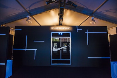 The pop-up tennis court was designed to show off the sportswear giant's new Nike Court collection and included sleekly branded elements.