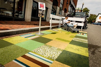 One parklet featured outdoor furniture from Design Within Reach, which was located nearby.