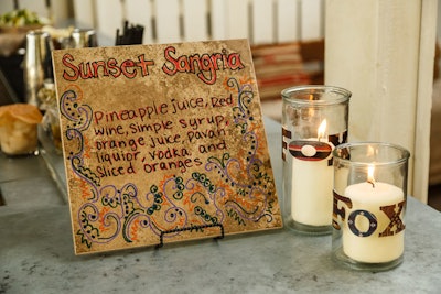 Eco-friendly signage listed the evening's signature sangria cocktail description.