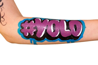 Hand painted temporary tattoo YOLO