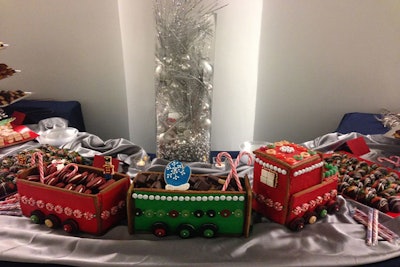 Holiday party gingerbread train