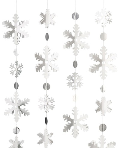 Get crafty with the 3-D snowflake kit, $13.95, from Paper Source to create a cubicle of flurries. The kit makes four garland strands.