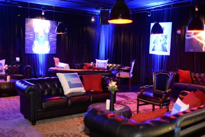 V.I.P.s lounged in an American Express-branded lounge that included pillows with the company's logo.