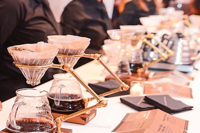 Occasions commissioned dozens of individual and adjustable stands, made for their pour-over coffee station. The design allows the station to function in a variety of formats.