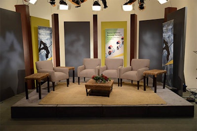 Full Studio broadcasts can be produced with onsite staging, graphics, and satellite transmission