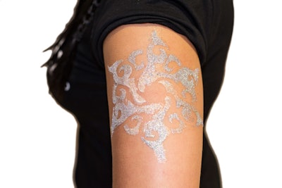 Glitter airbrush temporary tattoo swirl