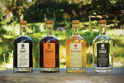 Based in Philadelphia, Art in the Age offers 80-proof certified organic liquors infused with natural flavors from local produce. Each of the line's spirits—root (made with wild roots and herbs), snap (ginger snap), sage, and rhubarb tea—is made from whole organic ingredients that are macerated to capture maximum flavor and aroma.
