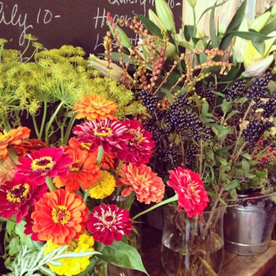 Rachelle Soucy of Botany Floral Studio prefers to arrange flowers in a “loose and organic style” using a combination of local, seasonal, and unusual blooms. Some of her favourite fall plants to work with include bittersweet and viburnum berries, dahlias, garden hydrangeas, zinnias, and amaranthus. The studio also offers hands-on floral arranging workshops for groups of as many as six.