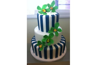 GoldenChefs blue stripe cake