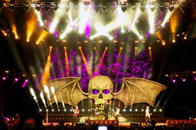 Laser Cloth backing up the Avenged Sevenfold Death Bat!