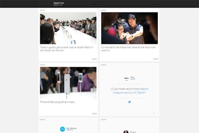 In addition to a live video feed of its announcement of the new iPhone 6 and Apple Watch, Apple also incorporated continually updating images and tweets. Mistakes in that configuration may have led to some of the streaming problems.