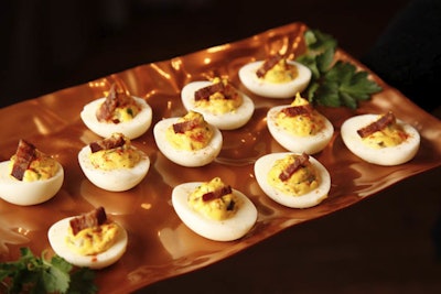 Delicate deviled eggs are always a crowd favorite