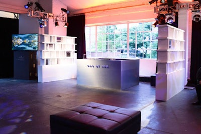 Custom built bookshelves and DJ booth for Maserati