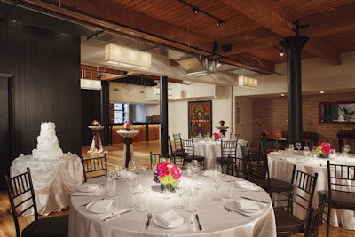 Host an elegant wedding reception in our lofted second floor space