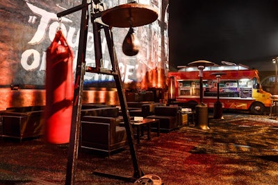 Guests could take swings at a heavy bag and speed bag set up at the post-screening bash.