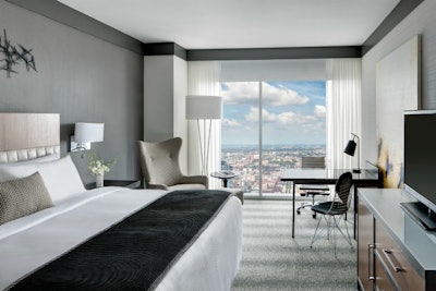 Every guest room includes floor-to-ceiling views of Lake Michigan or downtown Chicago.