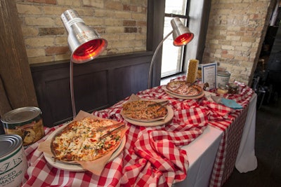 Flatbread pizza buffet with selections hot out of our in-house wood burning oven