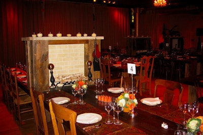 In November 2004, Reed Smith held its first pre-Thanksgiving feast, an intimate dinner in New York's Altman Building designed to show appreciation for staff and clients. To give the long banquet tables a less corporate feel, planners worked with event designer Keith Pierpont from Pierpont's Blossom Farm and Sal Mastropolo of Theatrical Props to fashion miniature fireplaces that acted as centerpieces.