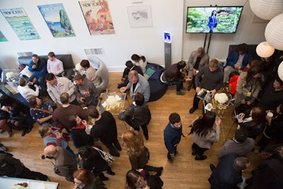 United Airlines sponsored a lounge at the Cell, across the street from programming at the SVA Theatre, on Saturday and Sunday, where consumers could have drinks and watch a live feed of a sold-out session.