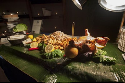 Authentic Filipino inspired whole roasted pig station
