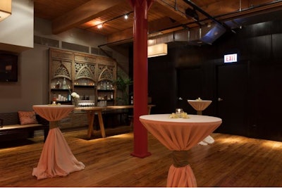 Our gorgeous satellite bar features an antique wood carved backdrop