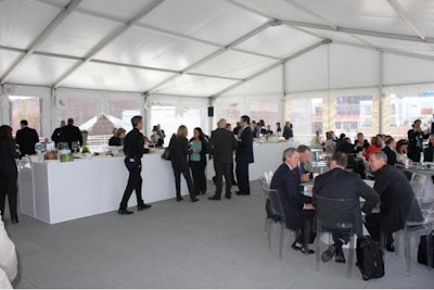 Conference breakout session in a tented roof