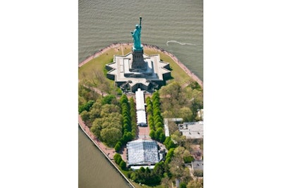 Arial view of the Statue of Liberty