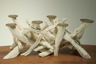 Driftwood candelabra, $75, available in New York, Washington, and Boston from Bridge Furniture & Props