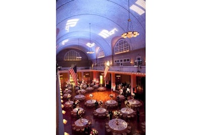 Private corporate dinner and dance party at Ellis Island.