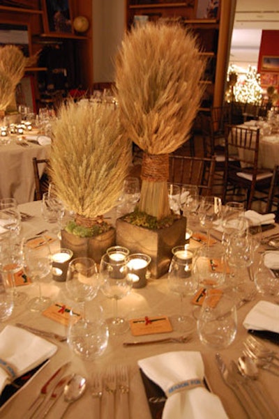 The Bloor Street Entertains fund-raiser for the Canadian Foundation for AIDS Research in 2008 featured wheat sheaves on tabletops at Roots Canada.