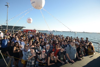 Guests gathered for a live concert as the sun began to set.