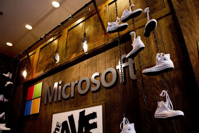Microsoft's garage activation at New York Advertising Week showed innovative uses of its technology, such as creating custom-printed Converse shoes.