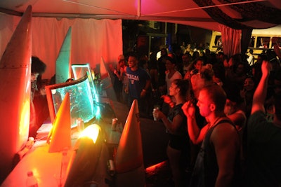 Jeremy Ismael served as DJ at an unusual-looking booth in the courtyard area.