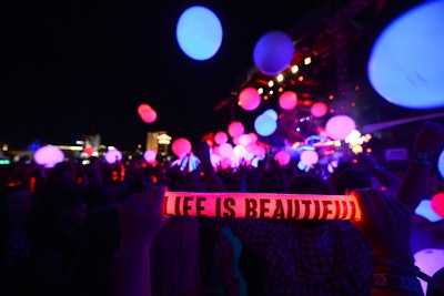 LED balls illuminated the crowd.