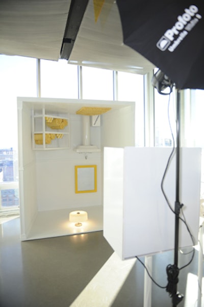 The upside-down photo booth setup from the Bosco produced photos in which guests appeared to be standing on the ceiling.