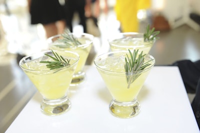 Guests sipped on the Defy Gravity martini—rosemary lemonade with vodka and fresh rosemary garnish.