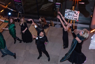 Performance artist Keith Cole engaged guests in his Yacht Rawk flash mob, which moved through the Four Seasons Centre every hour.