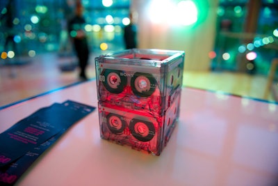 In a nod to the early '90s and the night's 'Light Up the Night' theme, organizers repurposed cassette tapes as decor.